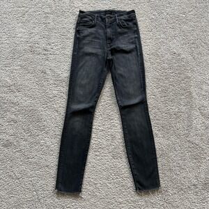 Mother High Waisted Looker Ankle Fray Best Kept Secret Jeans Womens 24 Gray